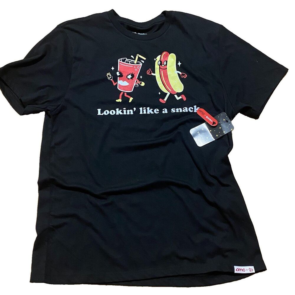 AMC Theatres x Tipsy Elves Lookin Like a Snack T Shirt Black Medium NWT Movie